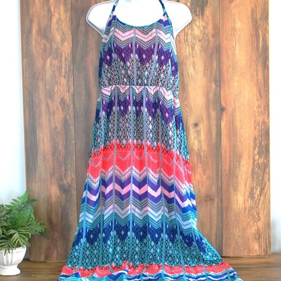 No Boundaries Geometric Maxi Dress L - Picture 1 of 7